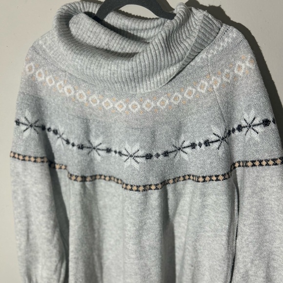 Philosophy Sweaters - Philosophy Gray and Cream Cowl Neck Sweater